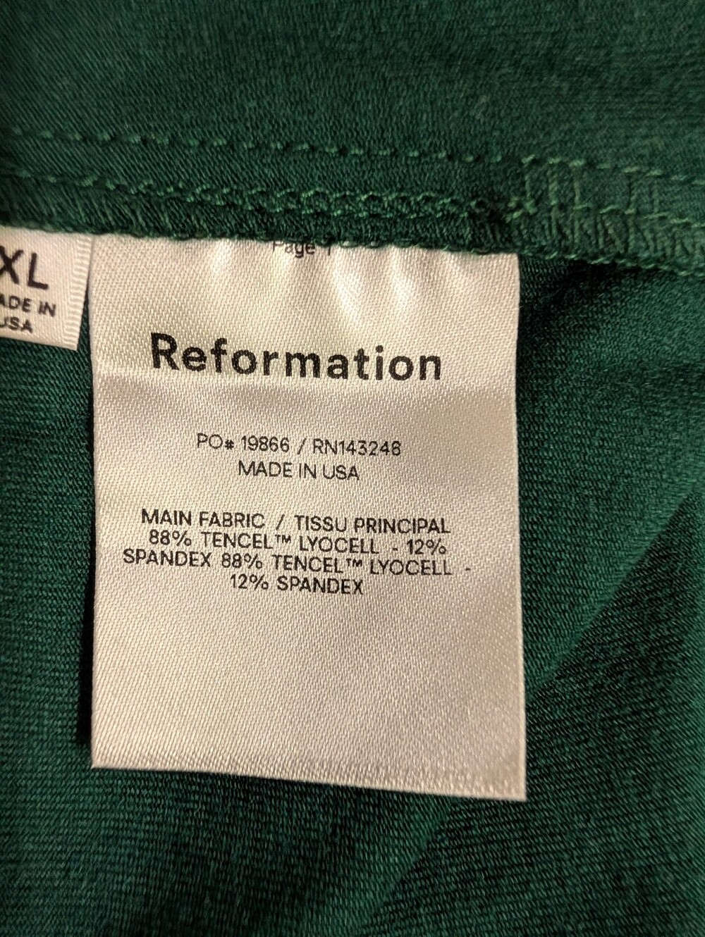 Reformation Emerald Green One-Shoulder Dress NWT XL - Picture 6 of 7